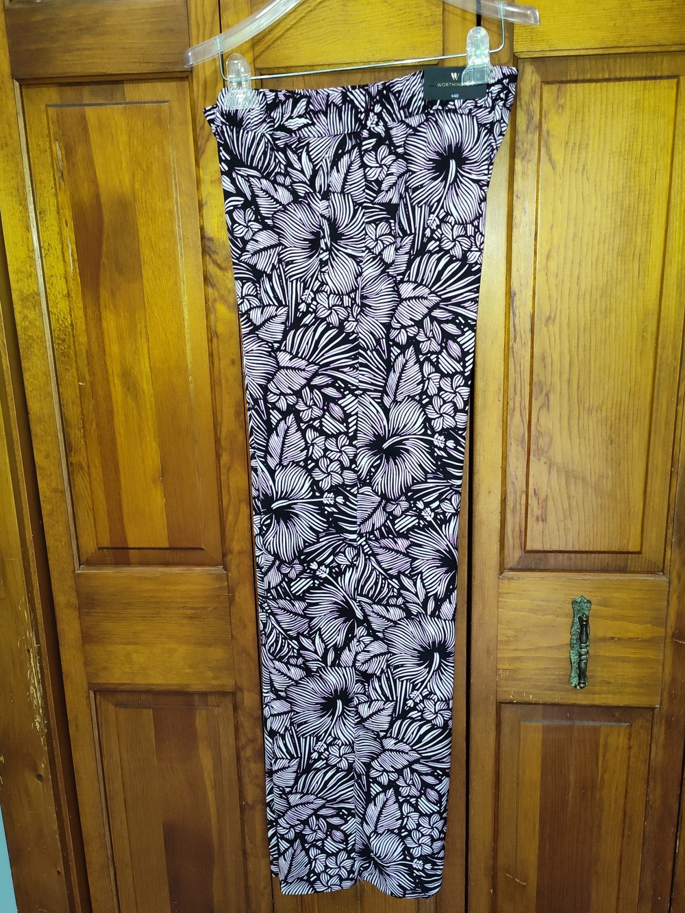 Worthington Purple Tropics Pull-on Wide Leg Pants